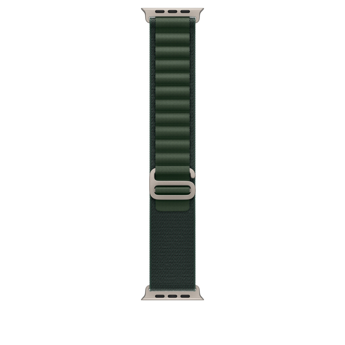 Apple Watch 49mm Loop: Dark Green Alpine Loop - Small - Natural Titanium Finish